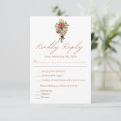 Eenvoudige Terracotta Wilde Bloem Menu Keuze RSVP (Staand voorkant)