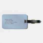 Eenvoudige textuur Blauw Bruin Monogram Bagagelabel (Achterkant horizontaal)