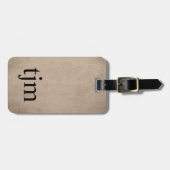 Eenvoudige textuur Bruin Vet Zwart Monogram Bagagelabel (Voorkant horizontaal)