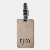 Eenvoudige textuur Bruin Vet Zwart Monogram Bagagelabel (Voorkant verticaal)