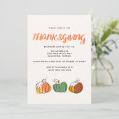 Eenvoudige Thanksgiving Diner Herfst Pompoen Kaart (Staand voorkant)