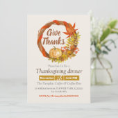 Eenvoudige Thanksgiving Diner waterverf Pompoen he Kaart (Staand voorkant)