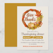 Eenvoudige Thanksgiving Diner waterverf Pompoen he Kaart (Voorkant / Achterkant)