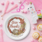 Eenvoudige Thanksgiving Diner waterverf Pompoen he Papieren Bordje (Feest)