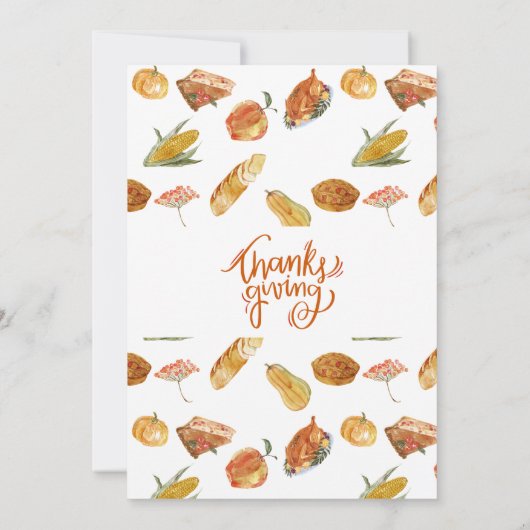 Eenvoudige Thanksgiving Turkije Dinner Invitation Kaart (Achterkant)