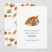 Eenvoudige Thanksgiving Turkije Dinner Invitation