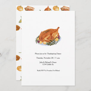 Eenvoudige Thanksgiving Turkije Dinner Invitation Kaart
