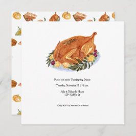 Eenvoudige Thanksgiving Turkije Dinner Invitation Kaart