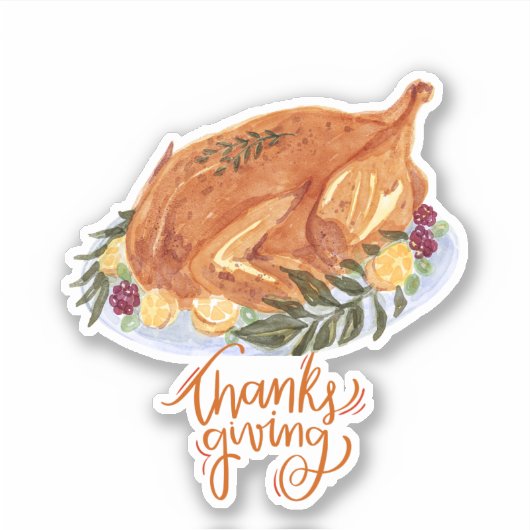 Eenvoudige Thanksgiving Turkije Dinner Invitation Sticker (Voorkant)