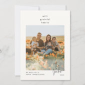 Eenvoudige Thanksgiving van dankbare harten Feestdagenkaart (Voorkant)