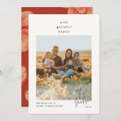 Eenvoudige Thanksgiving van dankbare harten Feestdagenkaart (Voorkant / Achterkant)