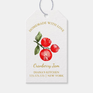 Eenvoudige Thuisgemaakte Cranberryjam Hangtag Wit Cadeaulabel