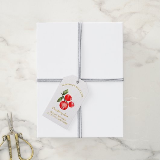 Eenvoudige Thuisgemaakte Cranberryjam Hangtag Wit Cadeaulabel (Met Touw)
