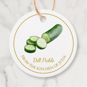 Eenvoudige Thuisgemaakte Dill Pickle Komkommer Han Bedankjes Labels