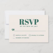 Eenvoudige Tichelgroene Moderne Minimalistische Tr RSVP Kaartje (Voorkant)