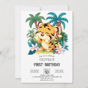 Eenvoudige Tiger 1e verjaardag Digitaal Kaart