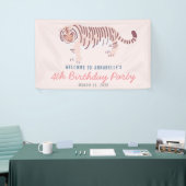 Eenvoudige Tiger Girl Verjaardag Roze Spandoek (Beurs)
