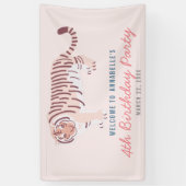 Eenvoudige Tiger Girl Verjaardag Roze Spandoek (Verticaal)