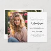 Eenvoudige tijdloze 2 foto Afstuderen uitnodiging (Voorkant / Achterkant)