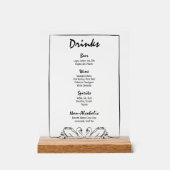 Eenvoudige tijdloze chique zwaan bar Drinken Menu  Acryl Bord (Voorkant)