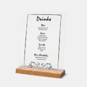 Eenvoudige tijdloze chique zwaan bar Drinken Menu  Acryl Bord (Hoek)