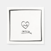 Eenvoudige tijdloze hand getekende Initialen schet Servet (Voorkant)