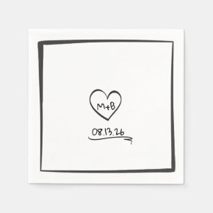 Eenvoudige tijdloze hand getekende Initialen schet Servet