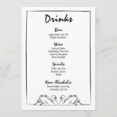 Eenvoudige tijdloze hand getrokken zwaan bar Drink Menu (Voorkant)
