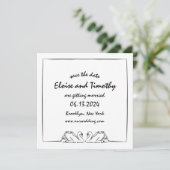 Eenvoudige Tijdloze Handgeschreven Elegante Zwanen Save The Date (Staand voorkant)