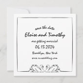Eenvoudige Tijdloze Handgeschreven Elegante Zwanen Save The Date (Voorkant)