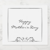 Eenvoudige tijdloze handgeschreven Swan Moederdag Sparkling Wijnetiket (Enkel label)