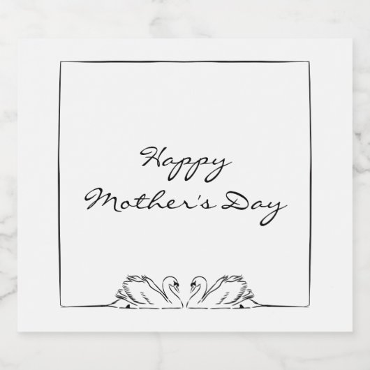 Eenvoudige tijdloze handgeschreven Swan Moederdag Sparkling Wijnetiket (Enkel label)