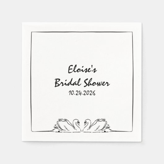 Eenvoudige Tijdloze Handgeschreven Zwaan Bruidsdou Servet (Voorkant)