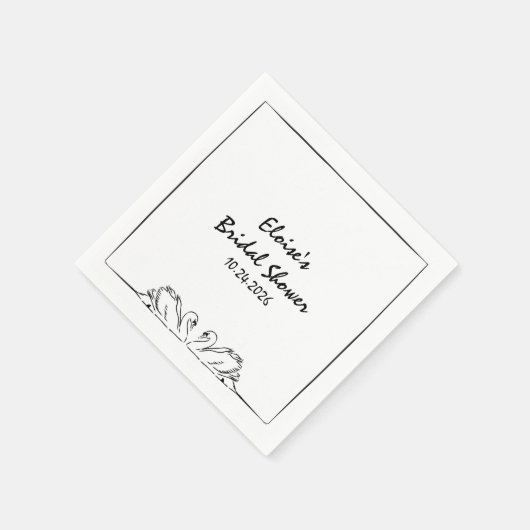 Eenvoudige Tijdloze Handgeschreven Zwaan Bruidsdou Servet (Hoek)