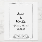 Eenvoudige Tijdloze Handgeschreven Zwaan Huwelijk  Wijn Etiket (Enkel label)