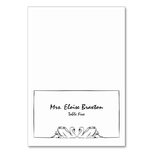 Eenvoudige tijdloze handgeschreven zwaan illustrat kaart (Voorkant)