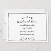 Eenvoudige tijdloze handgeschreven zwaan illustrat save the date (Voorkant)