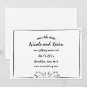 Eenvoudige tijdloze handgeschreven zwaan illustrat save the date (Voorkant / Achterkant)