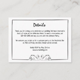 Eenvoudige tijdloze handgeschreven zwaan tekening  informatiekaartje