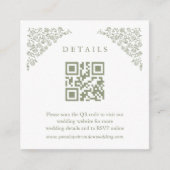 Eenvoudige Tijdloze Sage Groene Foto Wedding Detai Informatiekaartje (Voorkant)
