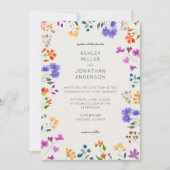 Eenvoudige, tijdloze Wildflower Alabaster bruiloft Kaart (Voorkant)