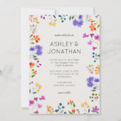 Eenvoudige, tijdloze Wildflower Alabaster bruiloft Kaart (Voorkant)