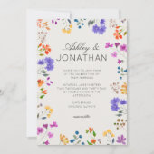 Eenvoudige, tijdloze Wildflower Alabaster bruiloft Kaart (Voorkant)