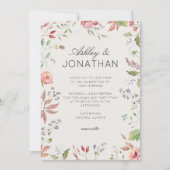 Eenvoudige, tijdloze Wildflower Alabaster bruiloft Kaart (Voorkant)