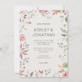 Eenvoudige, tijdloze Wildflower Alabaster bruiloft Kaart (Voorkant)