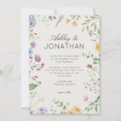Eenvoudige, tijdloze Wildflower Alabaster bruiloft Kaart (Voorkant)