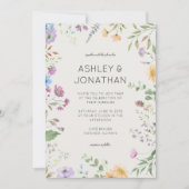 Eenvoudige, tijdloze Wildflower Alabaster bruiloft Kaart (Voorkant)