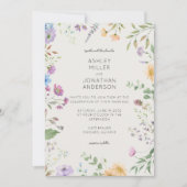 Eenvoudige, tijdloze Wildflower Alabaster bruiloft Kaart (Voorkant)