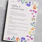 Eenvoudige, tijdloze Wildflower Alabaster bruiloft Menu