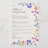 Eenvoudige, tijdloze Wildflower Alabaster bruiloft Menu (Voorkant)